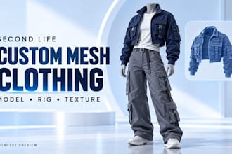 create 3d second life mesh clothing with rigging and textures
