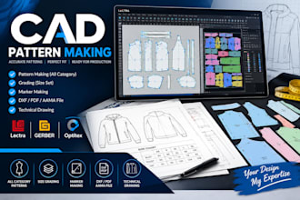 create garment patterns using lectra, optitex and gerber