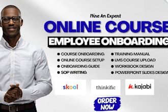 create employee onboarding handbook, sops, training video, and elearning course