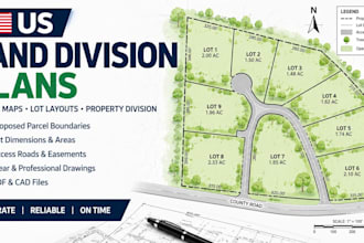create US land division plans, parcel maps and property lot layouts