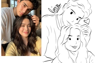 draw a custom minimalist line art portrait from your photo