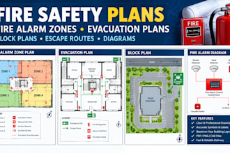 design fire alarm zone plans, fire safety plans and evacuation diagrams