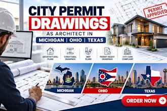 do city permit drawing as architect in michigan ohio and texas