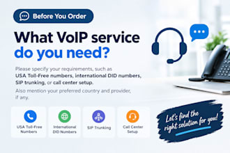 configure voip, sip trunk, did numbers and call center