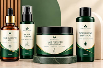 create hair oil, scalp care and hair growth product labels and packaging design