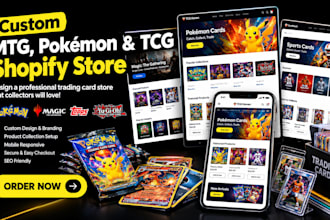 design custom mtg sport card trading shopify store pokeman website tcg website