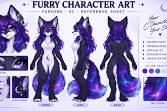 draw custom furry art fursona furry character design and anthro illustrusration