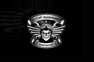 make aircraft maintenance contractor logo with mechanics