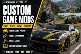 create custom cars, custom maps and custom mods for beamng ets2 ats fs22