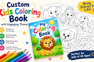 create a custom kids coloring book with themes