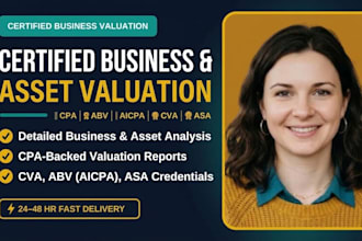 certified business valuation, asset valuation as CPA, abv aicpa, cva, and asa