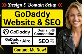 develop godaddy, redesign godaddy, connect domain to website, godaddy airo, seo