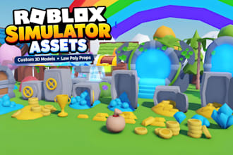 create custom roblox simulator tycoon assets low poly roblox game props ui