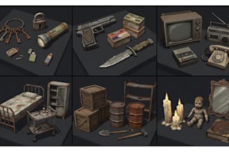 ps1 psx retro horror game props low poly 3d game environment assets haunted room