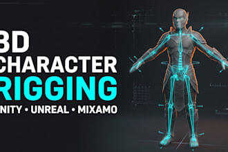 rig 3d characters, humanoid character for unity, unreal engine, and mixamo