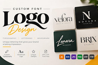 create custom font logo, typography lettering, wordmark, otf ttf files