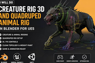 rig 3d creature, animals, quadrupeds and fix custom character rigs