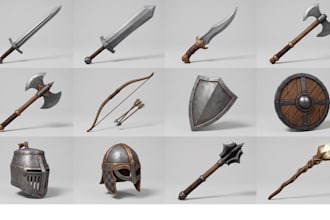 low poly fantasy medieval game assets props armored potion model treasure chest