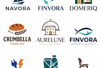 design a modern minimalist business logo with brand mockups