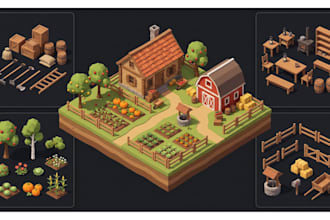 low poly cozy interiors farm village game assets farmhouse furniture