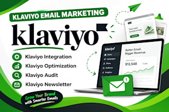 setup klaviyo email marketing, optimization integration, audit and newsletter