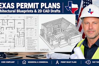draft architectural blueprints and texas city permit drawings