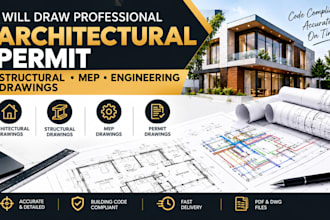 draw professional architectural permit, structural mep, engineering drawings