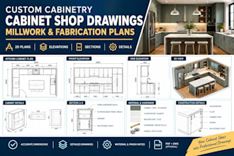 create detailed cabinet shop drawings for custom cabinetry and millwork