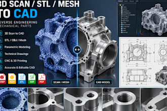 reverse engineer mechanical parts from 3d scans, stl and mesh to cad