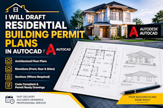 draft residential building permit plans in autocad
