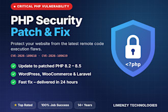 do PHP security update and patch for wordpress, laravel and PHP sites