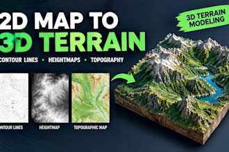 create 3d terrain from contour lines, topographic maps and heightmaps