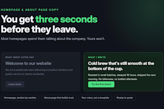 write your homepage and about us page copy