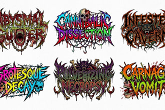 draw a dark brutal death metal or grindcore logo