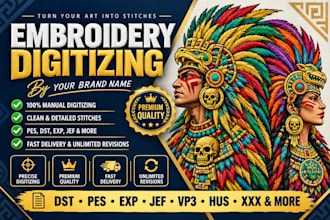 digitize your logo for embroidery dst pes jef emb fast