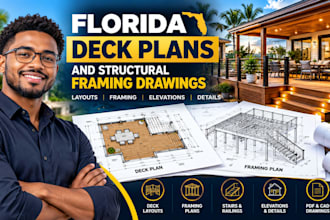 prepare florida deck plans and structural framing drawing layouts
