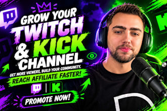 promote your twitch, kick channel promotion, real viewers for affiliate