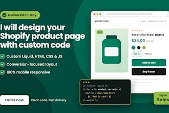 make shopify product page design using custom code in 1 day