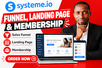 design systemeio funnel, systeme io course landing page, systemeio membership