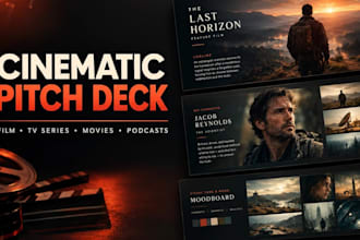 do cinematic film pitch deck, TV series, movies podcast, screenplay presentation