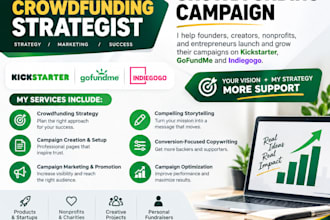 create and promote kickstarter and indiegogo crowdfunding campaign