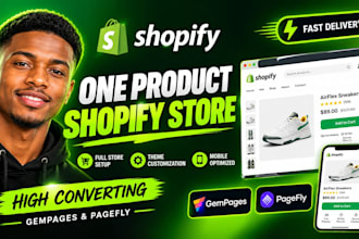 build high converting one product shopify store in gempages or pagefly