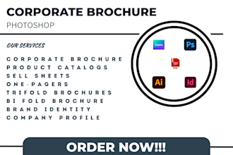design corporate brochure, bi fold, trifold PDF design and company profile