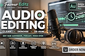 clean denoise de hum, edit raw audiobook, podcast, voiceover adobe audition pro