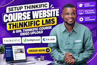 setup thinkific course website, thinkific lms, ghl thinkific course video upload