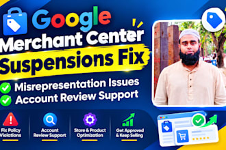 fix google merchant center suspensions, misrepresentation