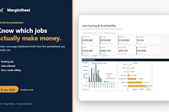 build a job costing dashboard in excel or google sheets