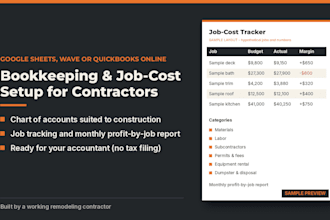 set up construction bookkeeping and job costing in quickbooks or wave
