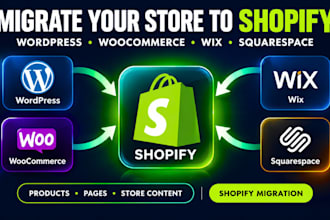 migrate wordpress to shopify, woocommerce squarespace to shopify, wix to shopify