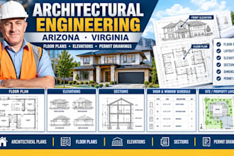 architectural engineering floor plans elevation permit drawings arizona virginia